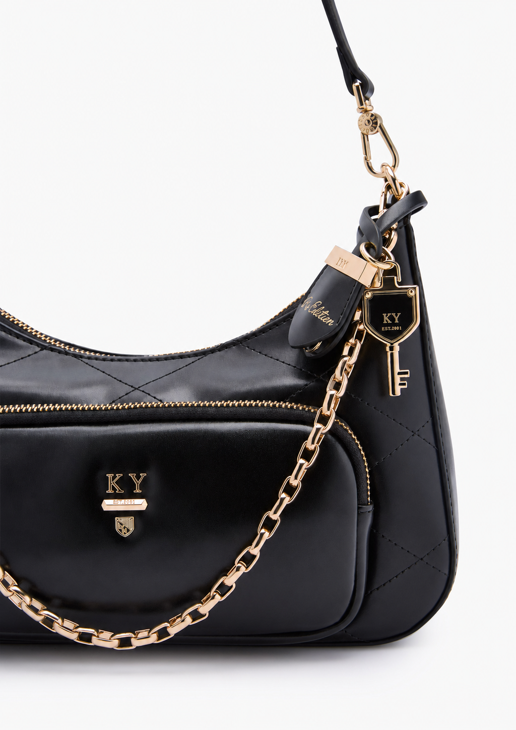 Re-Edit Rosee Quilt M Shoulder Bag Black